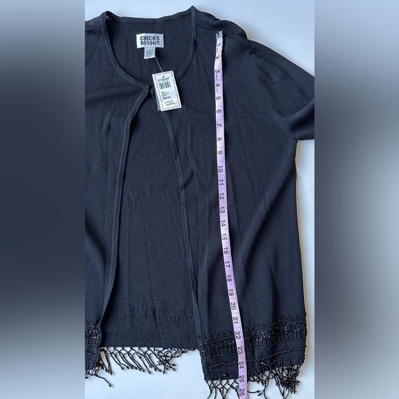 NWT Vintage Chico’s Design Black Beaded Open Front Knit Cardigan Size 1 (US M) - Picture 8 of 11